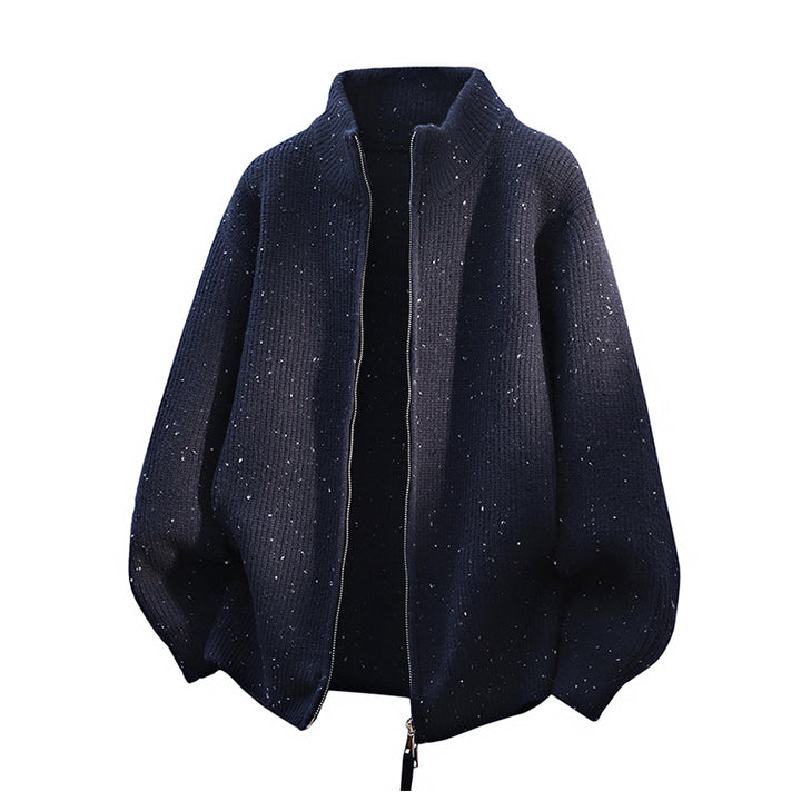 Damen Modische Strickjacke mit hohem Kragen und Reißverschluss Echoarchiv