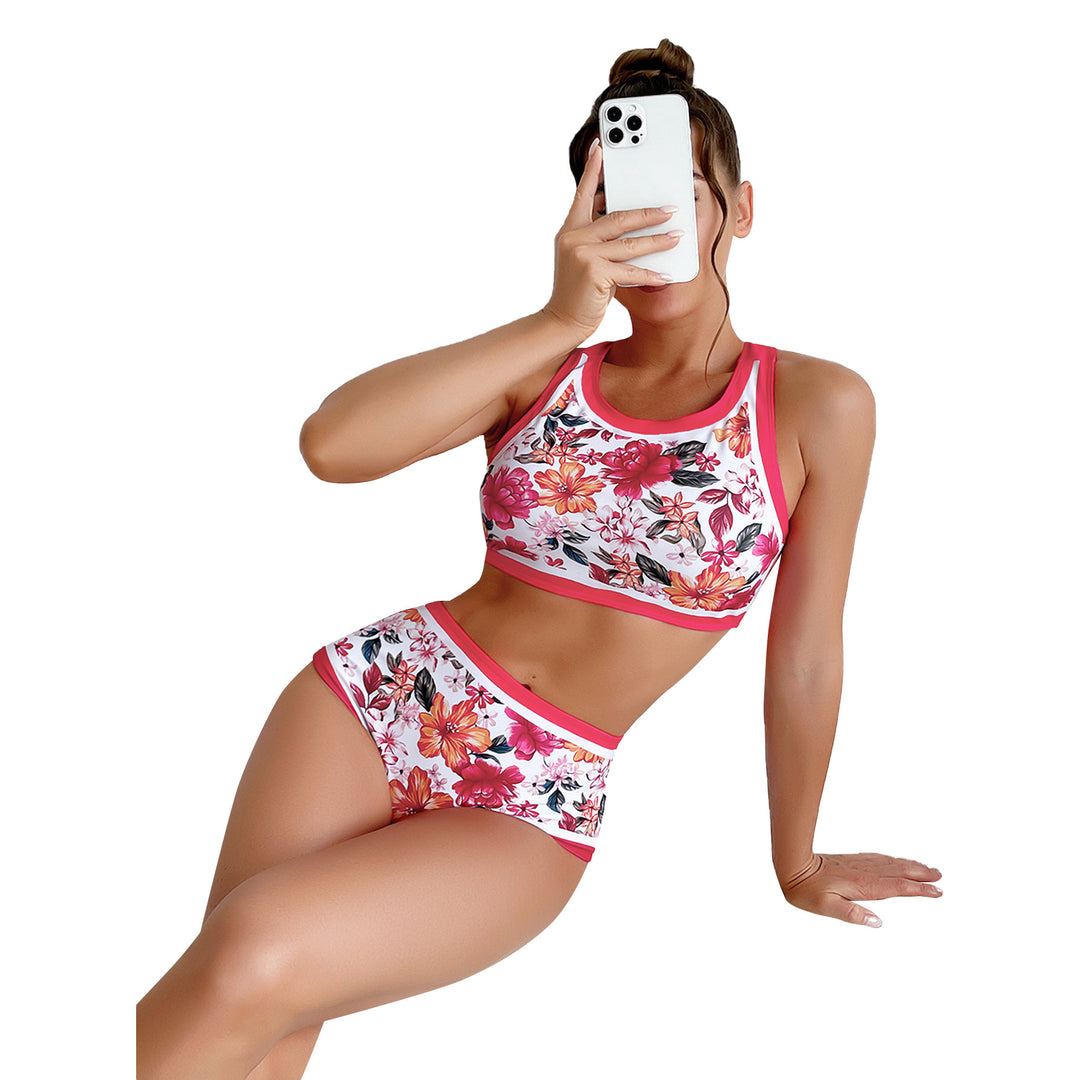 Damen Sport-Bikini mit floralem Design und hohem Bund Echo Archiv