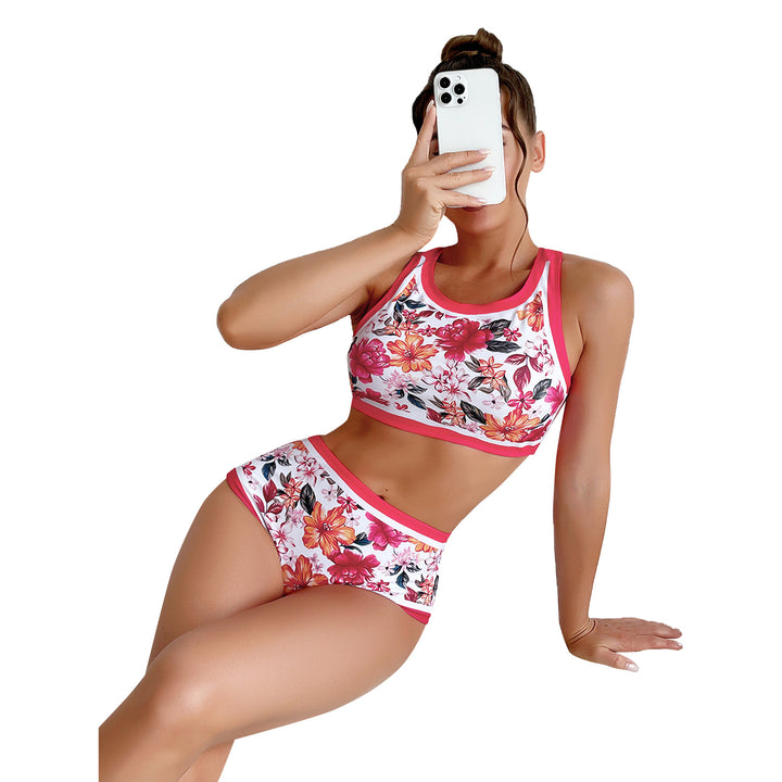 Damen Sport-Bikini mit floralem Design und hohem Bund Echo Archiv