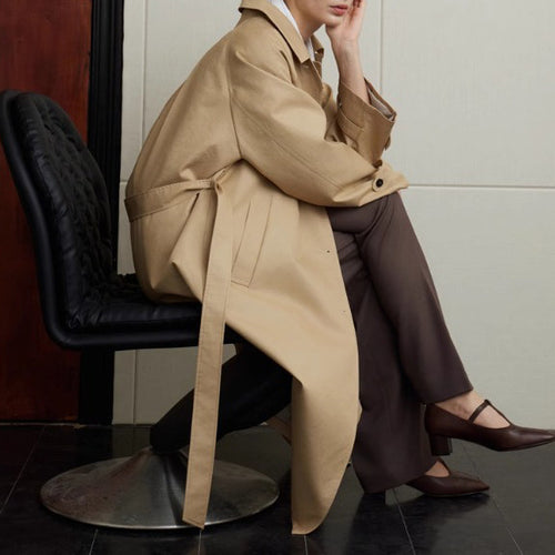 Damen elegante Trenchjacke mit Taillengürtel Echoarchiv