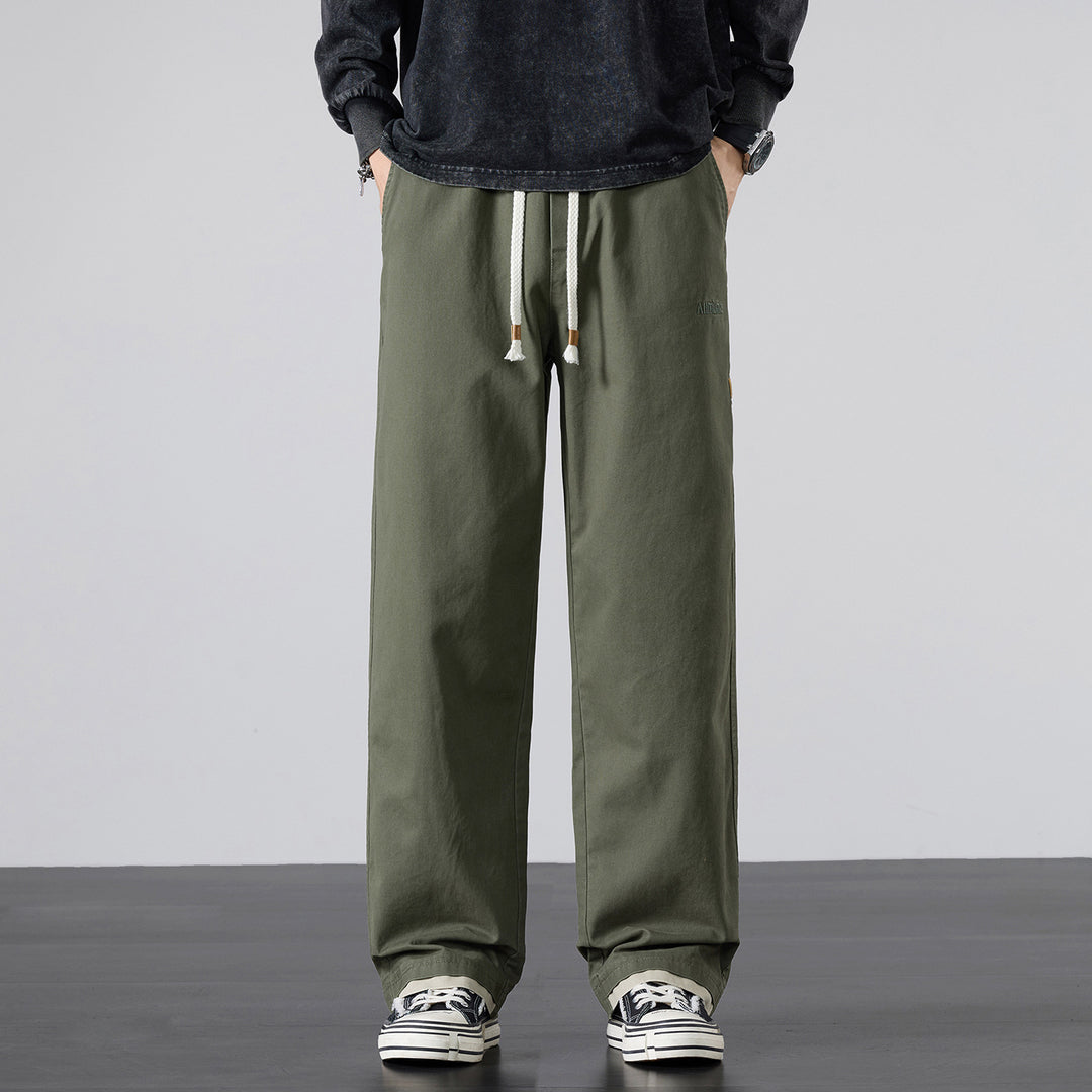 Herren Weite Baumwoll-Canvas-Hose im Wide‑Leg mit Kordelzugbund Echo Archiv