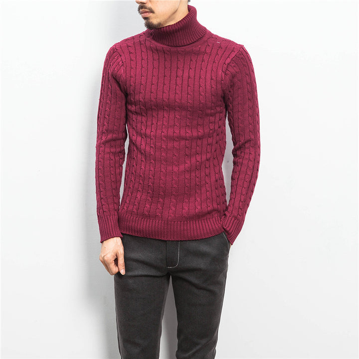 Herren nan Feinstrick-Rollkragenpullover mit Zopfmuster und schmaler Silhouette Echo Archiv