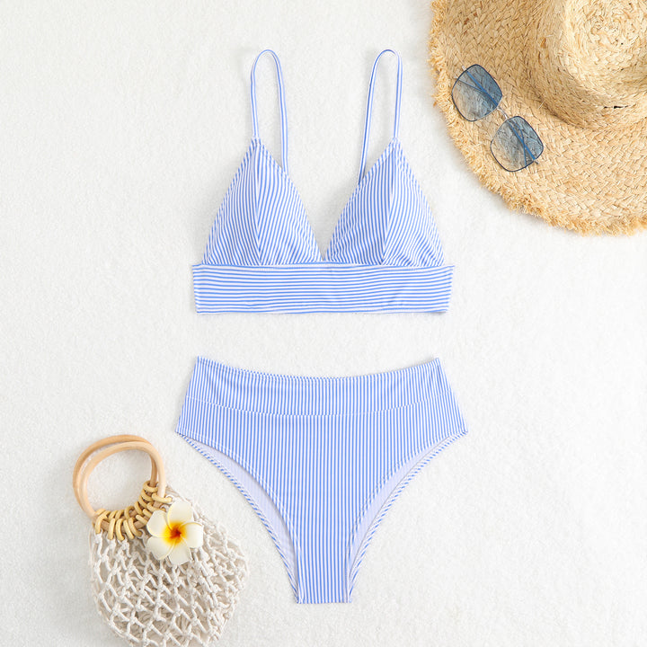 Damen Hochtailliertes Bikini-Set mit feinen Streifen Echo Archiv