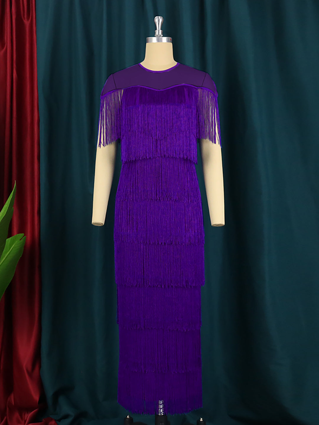 Damen Maxikleid mit Fransen Echo Archiv