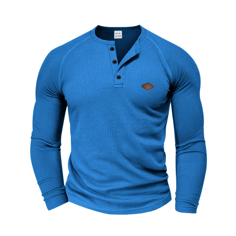 Herren Langarmshirt mit strukturiertem Stoff und praktischen Knöpfen Echoarchiv