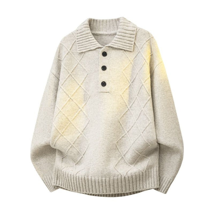 Damen Strickpullover mit Polokragen und Rautenstruktur Echoarchiv