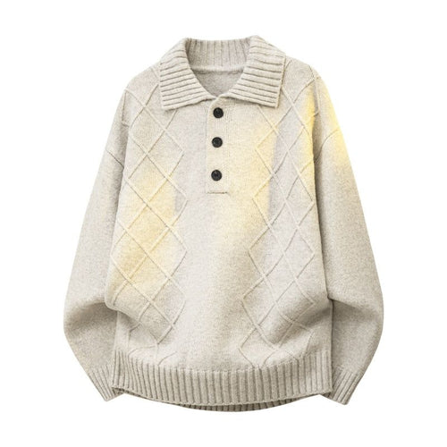 Damen Strickpullover mit Polokragen und Rautenstruktur Echoarchiv