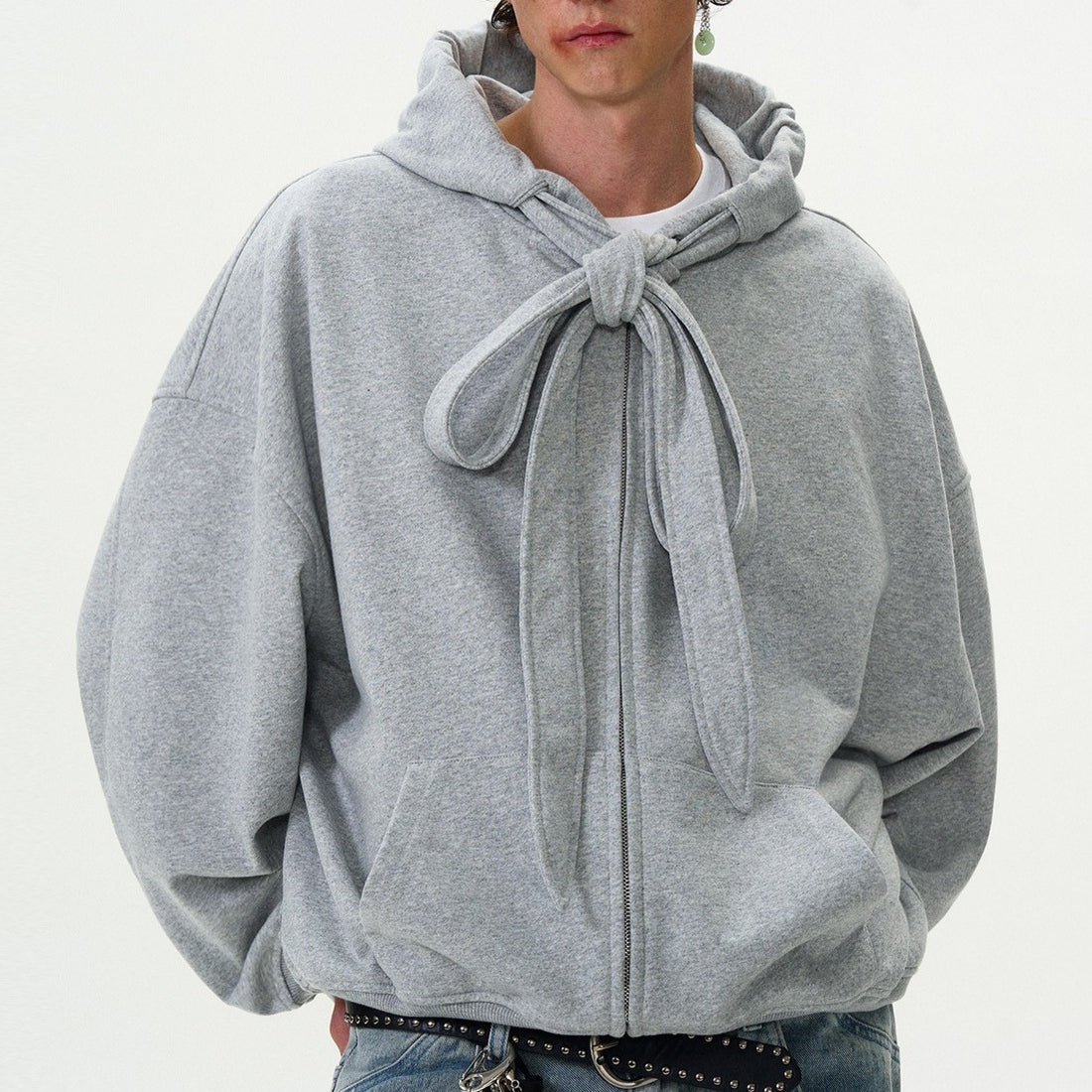 Damen Modische Kapuzenjacke mit Schleifen-Detail – Célinea