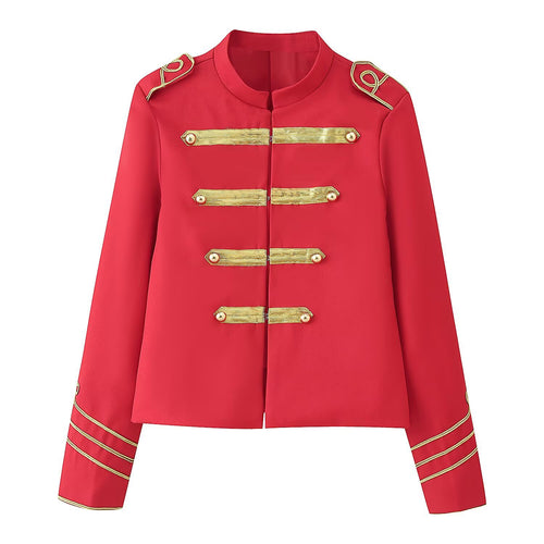 Damen Kurzblazer im Militärstil mit goldener Galonapplikation Echoarchiv