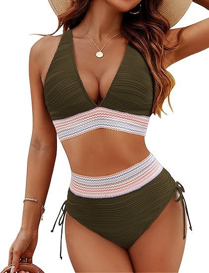Damen Bikiniset mit verstellbarem Bund und sportlichem V-Ausschnitt Echo Archiv