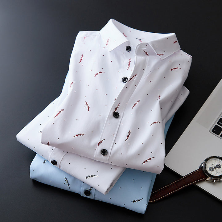 Herren nan Slim-Fit Business-Hemd mit feinem botanischem Print und Kentkragen Echo Archiv