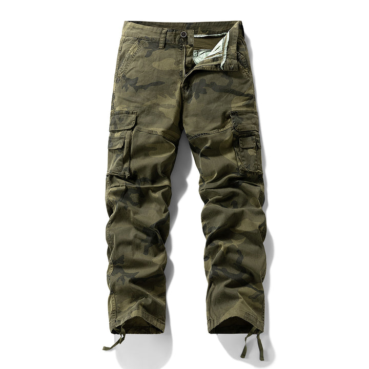 Herren Cargo-Hose mit Camouflage-Muster, Relaxed-Fit, Mehrfach-Taschen und Kordelzug am Saum Echo Archiv