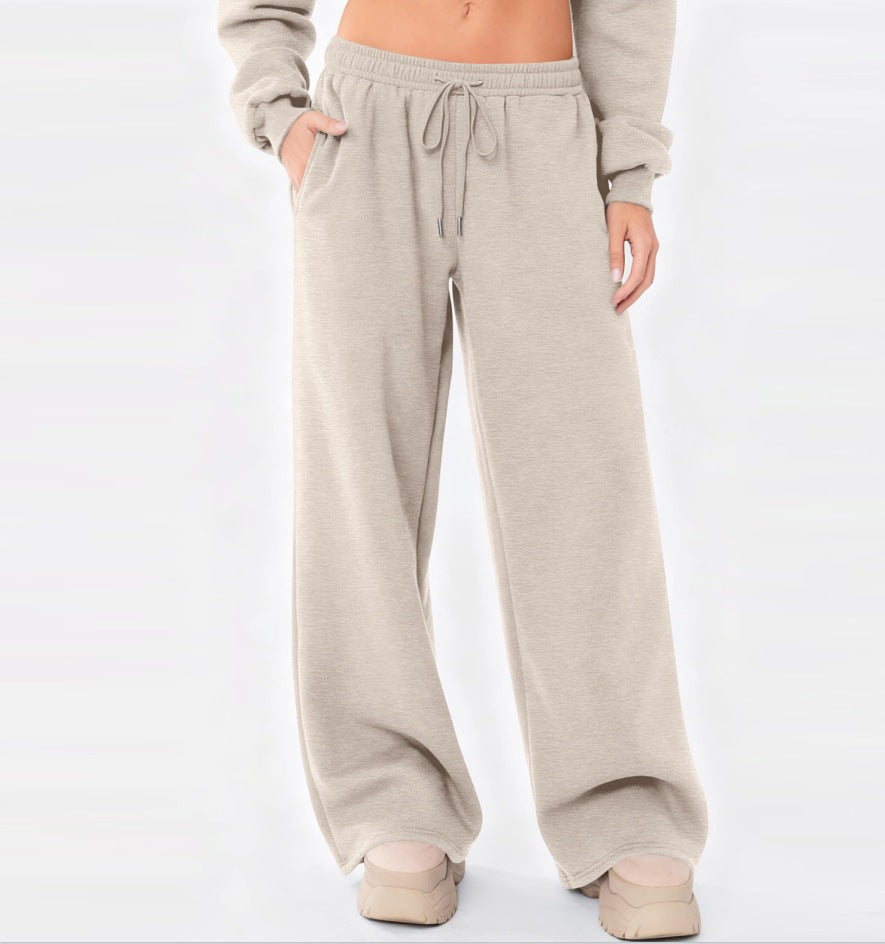 Damen weite Loungehose mit hohem Komfortbund, elastischem Tunnelzug und seitlichen Eingrifftaschen – Avélisse