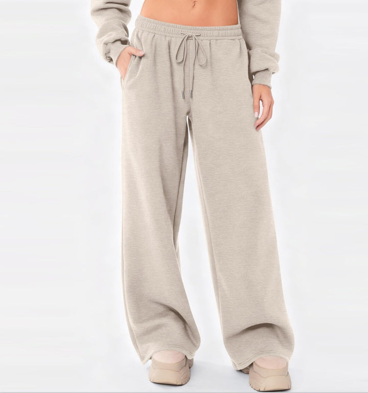 Damen weite Loungehose mit hohem Komfortbund, elastischem Tunnelzug und seitlichen Eingrifftaschen – Avélisse