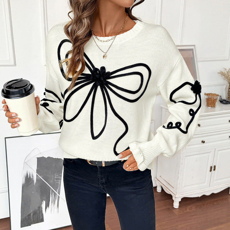 Damen Verspielter Strickpullover mit Schleifenmotiv Echo Archiv