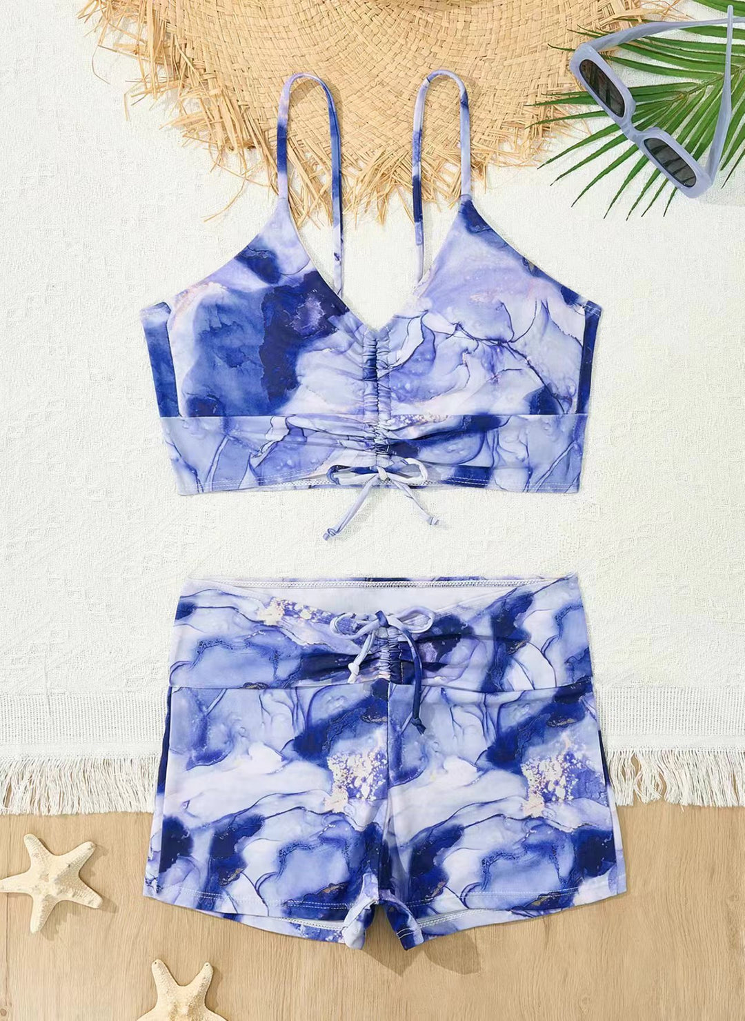 Damen Bikini mit floralem Rüschendesign und verstellbaren Trägern Echo Archiv
