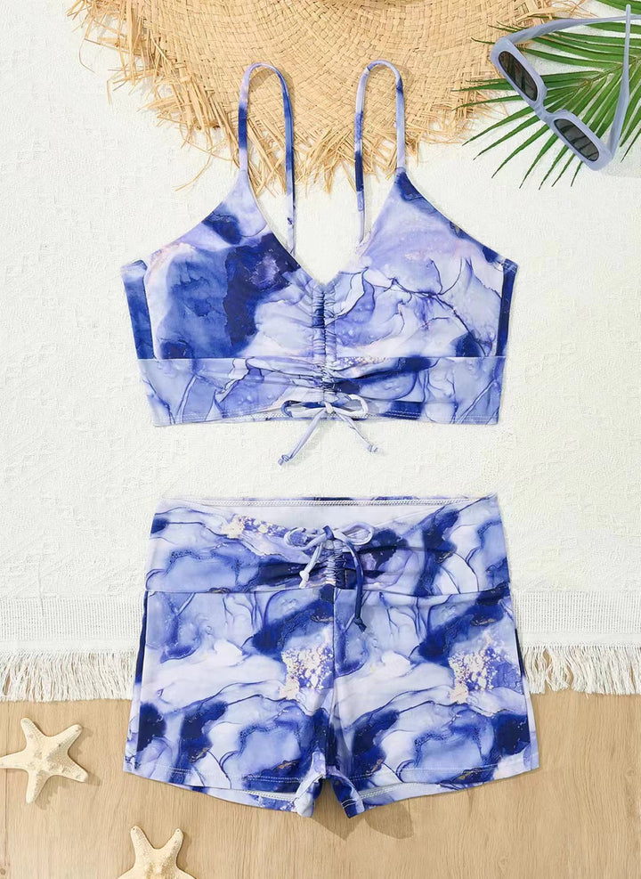 Damen Bikini mit floralem Rüschendesign und verstellbaren Trägern Echo Archiv