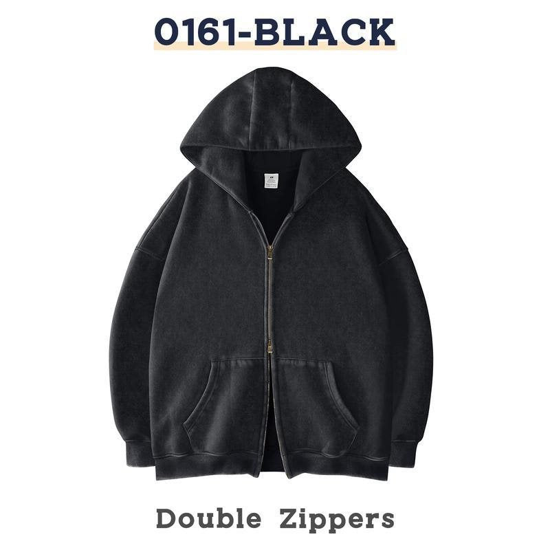 Unisex Oversized Kapuzenjacke mit Doppelreißverschluss und Kängurutaschen Echo Archiv