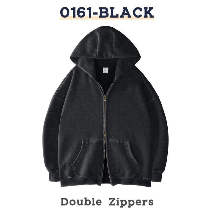 Unisex Oversized Kapuzenjacke mit Doppelreißverschluss und Kängurutaschen Echo Archiv