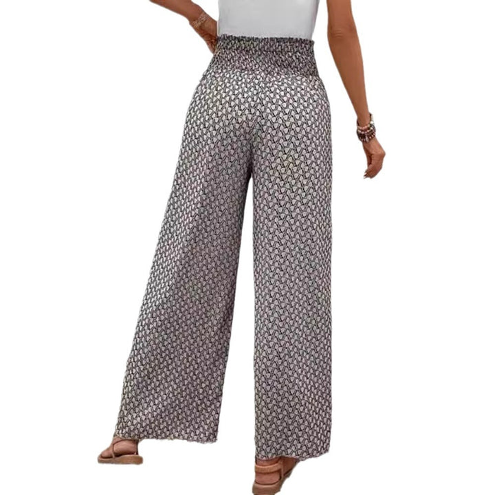 Damen nan weite Sommer-Palazzohose mit gerafftem Komfortbund, fließender Beinweite und geometrischem Allovermuster Echo Archiv