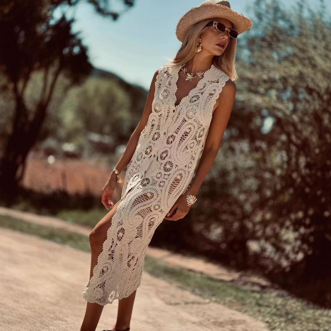 Damen Häkel-Überwurfkleid mit seitlichem Schlitz Echo Archiv