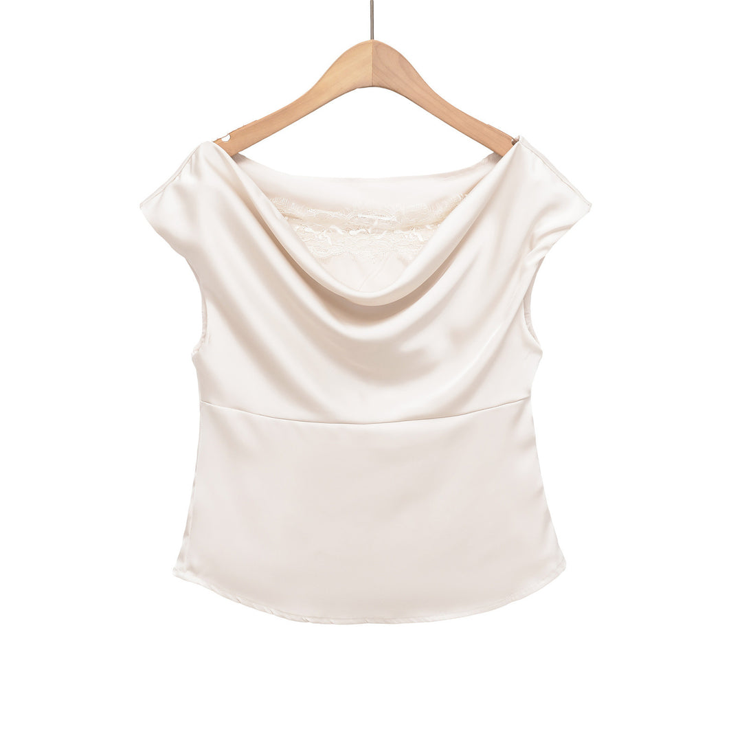 Damen elegante Satinbluse mit raffiniertem Wasserfall-Ausschnitt Echo Archiv