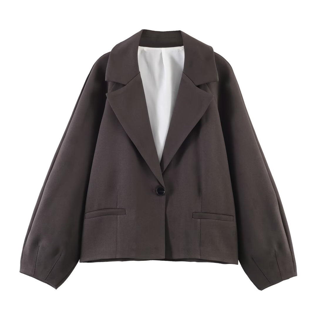 Damen Cropped Boxy-Blazer mit weitem Ballonärmel Echoarchiv
