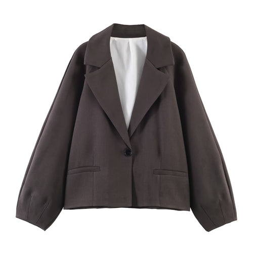 Damen Cropped Boxy-Blazer mit weitem Ballonärmel Echoarchiv