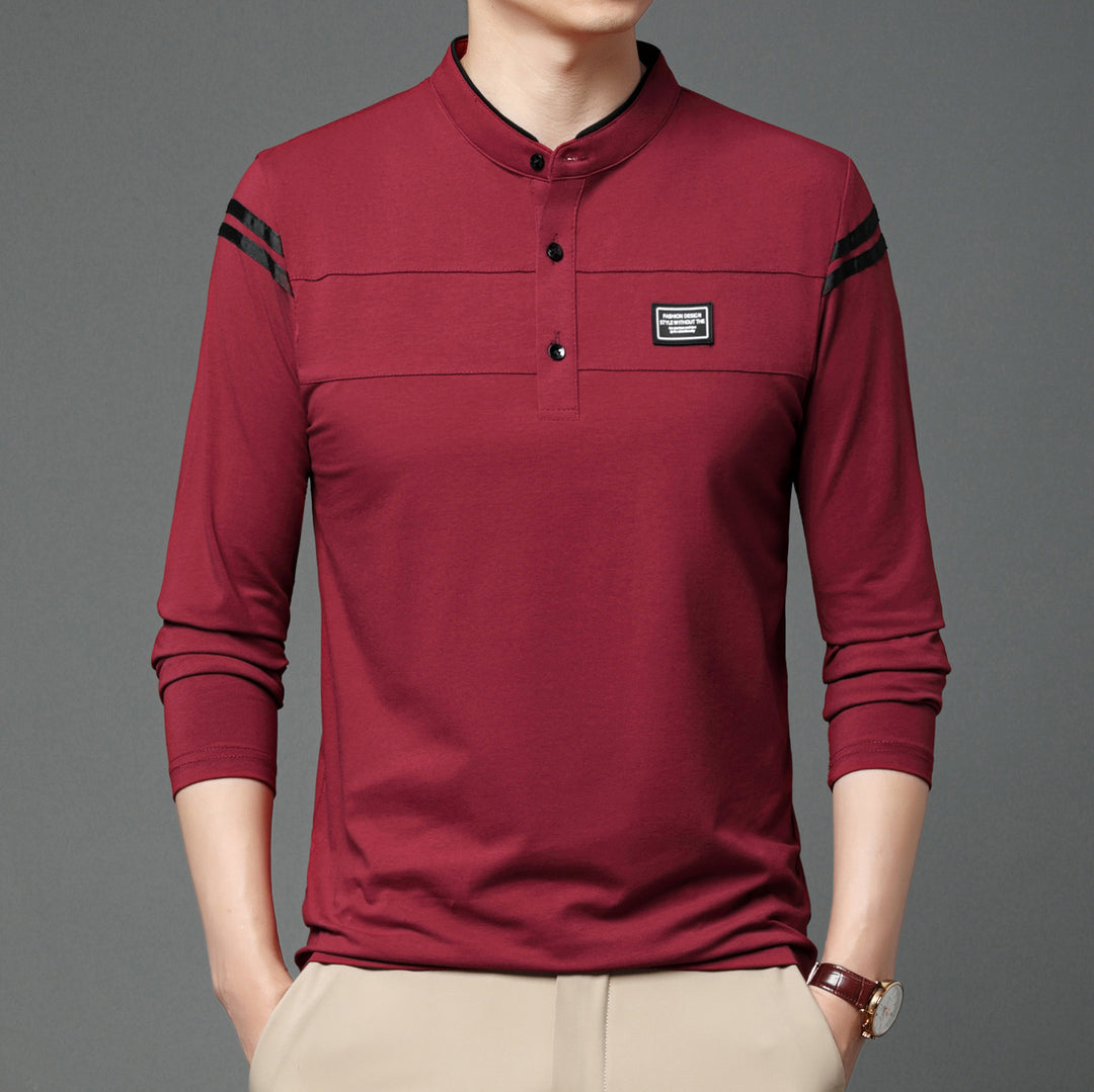 Herren Elegantes Langarm Polohemd mit modernem Kragen Echoarchiv