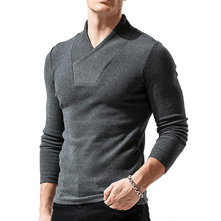 Herren Langarmshirt mit asymmetrischem Kragen und weichem Material Echoarchiv