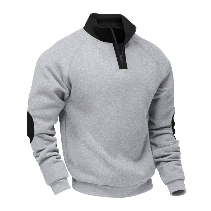 Herren nan Halbzip-Sweatshirt mit Stehkragen, Raglanärmeln und Ellbogenpatches Echo Archiv
