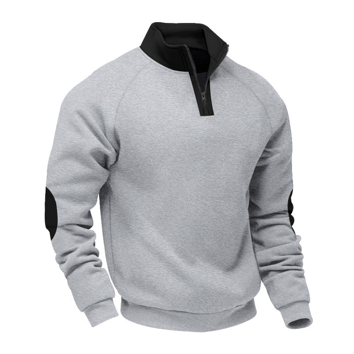 Herren nan Halbzip-Sweatshirt mit Stehkragen, Raglanärmeln und Ellbogenpatches Echo Archiv
