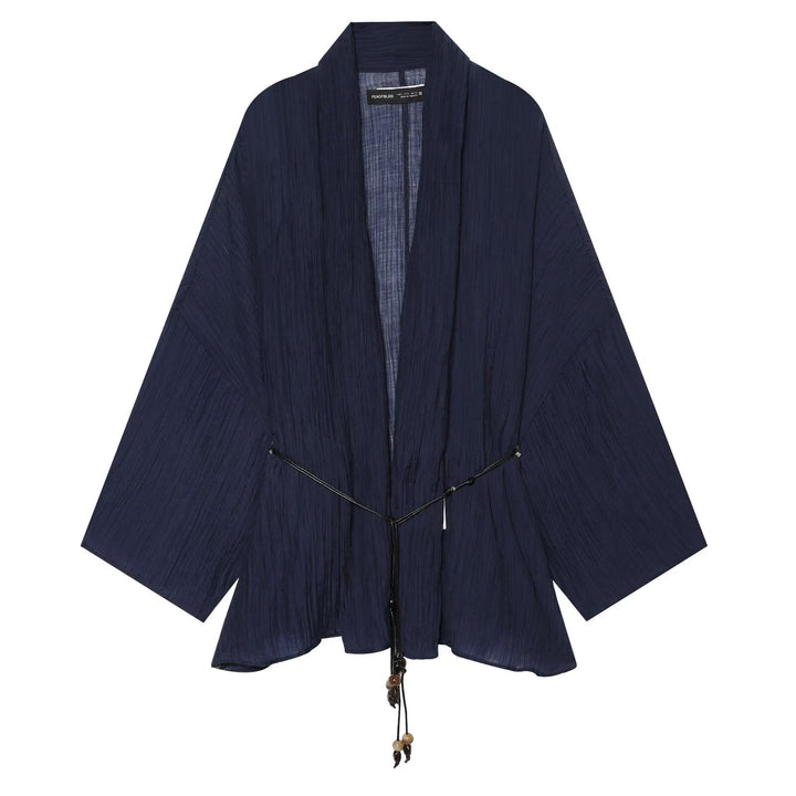 Damen Kimono-Cardigan mit Tunnelzug und Crinkle-Textur Echoarchiv