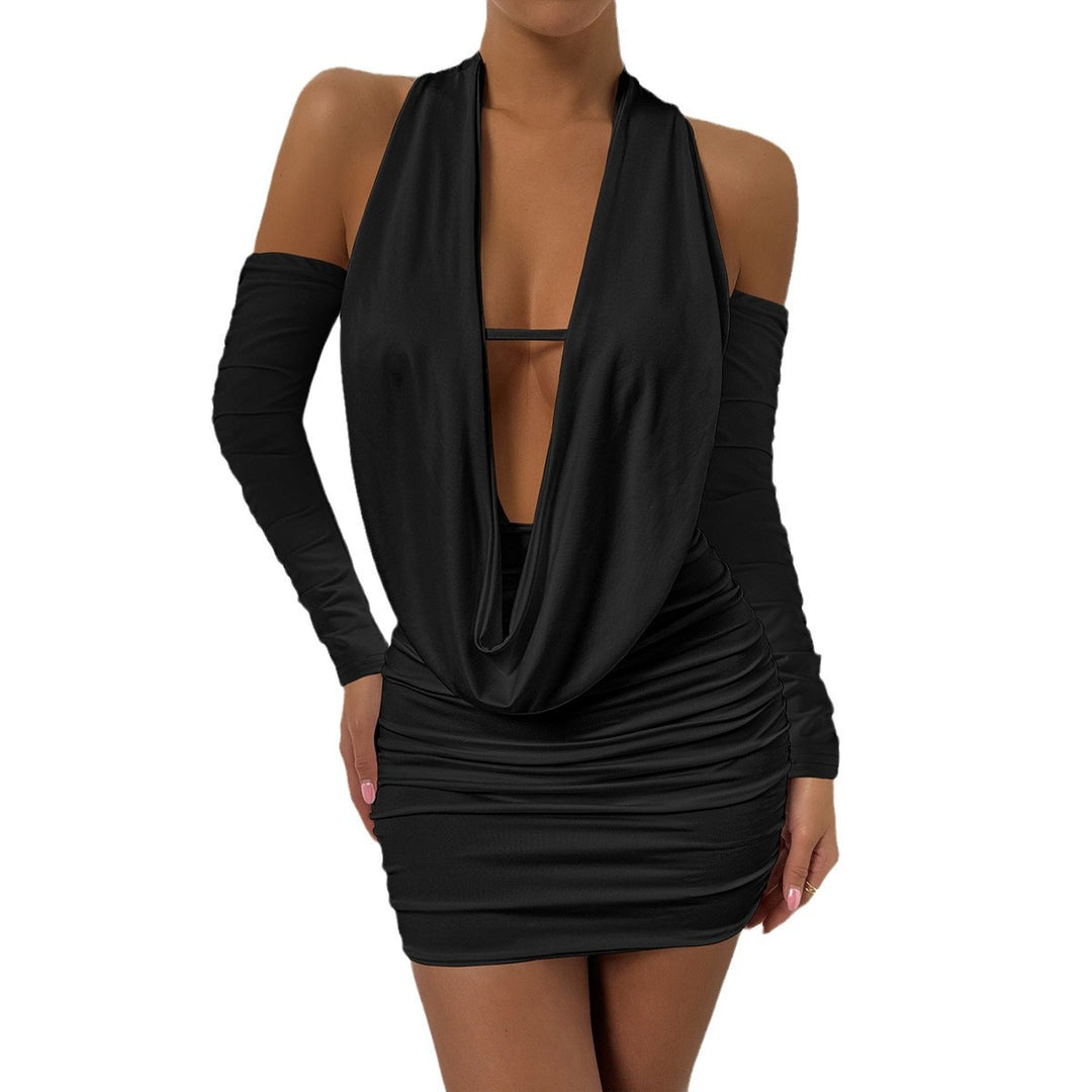 Damen Mini-Kleid mit tiefem V-Ausschnitt und seitlicher Raffung Echo Archiv