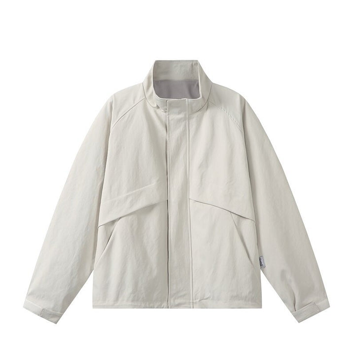 Herren Leichte Übergangsjacke im minimalistischen Field‑Style mit hohem Stehkragen und verdeckter Frontblende Echoarchiv