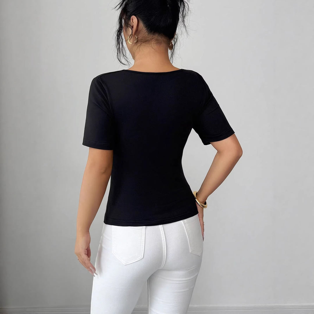 Damen nan drapiertes Cropped-Top mit herzförmiger Zierschließe und Cut-Out Echo Archiv