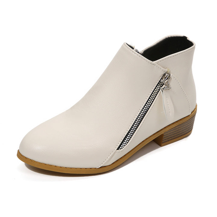 Damen Kurzschaftstiefelette mit seitlichem Reißverschluss und niedrigem Blockabsatz Echoarchiv