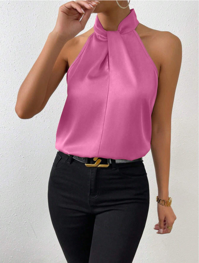 Echoarchiv | Damen Knoten Hals Stil Top Seide