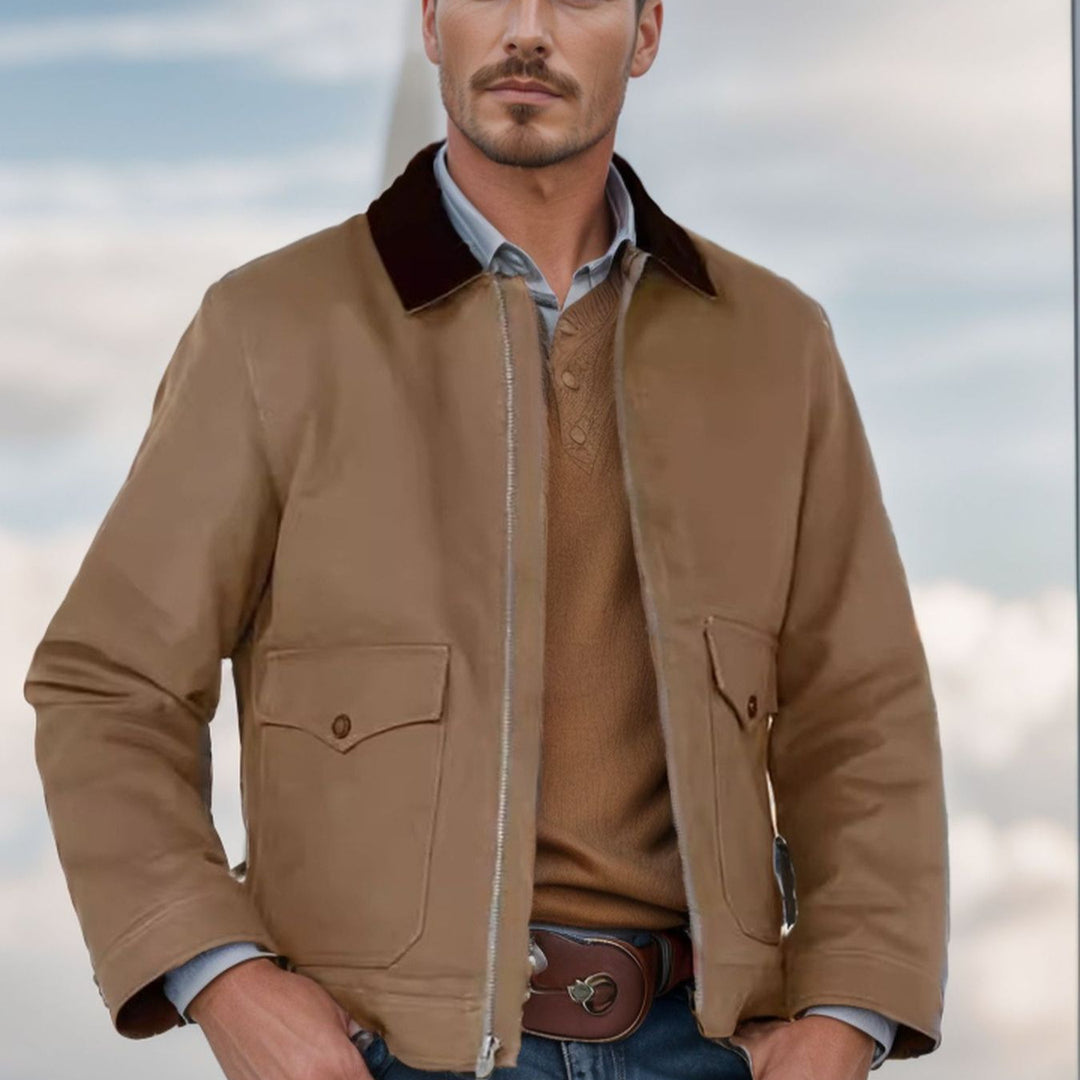 Herren lässige Utility-Jacke mit großzügigen Taschen und gefüttertem Kragen Echoarchiv