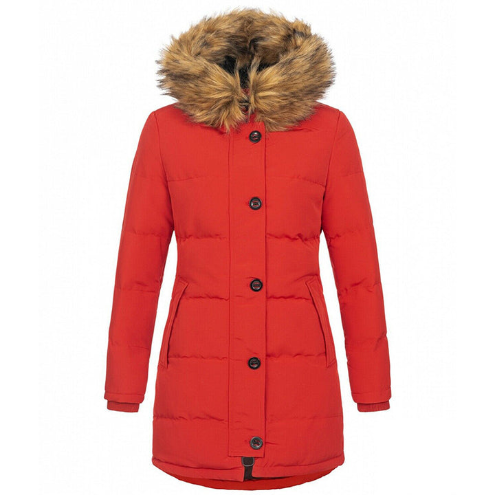 Damen Thermo-Parka mit taillierter Silhouette, Knopfleiste & abnehmbarer Kunstfellkapuze – Montévia