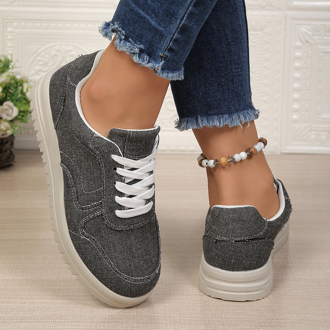 Damen lässige Denim-Sneaker mit gepolstertem Komfortfußbett und profilierter EVA-Laufsohle Echo Archiv