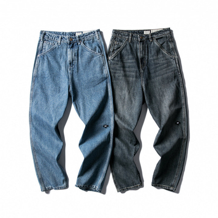 Herren Weite Baggy-Jeans aus robustem Denim mit hoher Bundhöhe und Used‑Waschung Echo Archiv