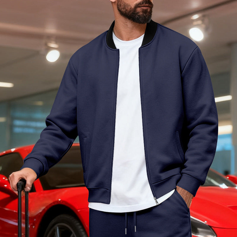 Herren nan urbane Sweat-Trackjacke mit Stehkragen verdecktem Reißverschluss elastischen Rippbündchen und Eingrifftaschen Echo Archiv