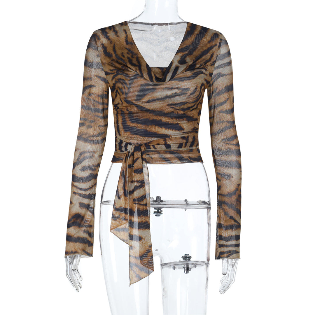 Damen Wickeloberteil mit tiefem V-Ausschnitt und eleganten Rüschendetails Echo Archiv