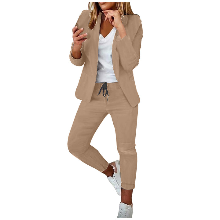 Damen nan lässiges Hosenanzug-Set mit Joggerhose, Kordelzug und tailliertem Blazer Echo Archiv