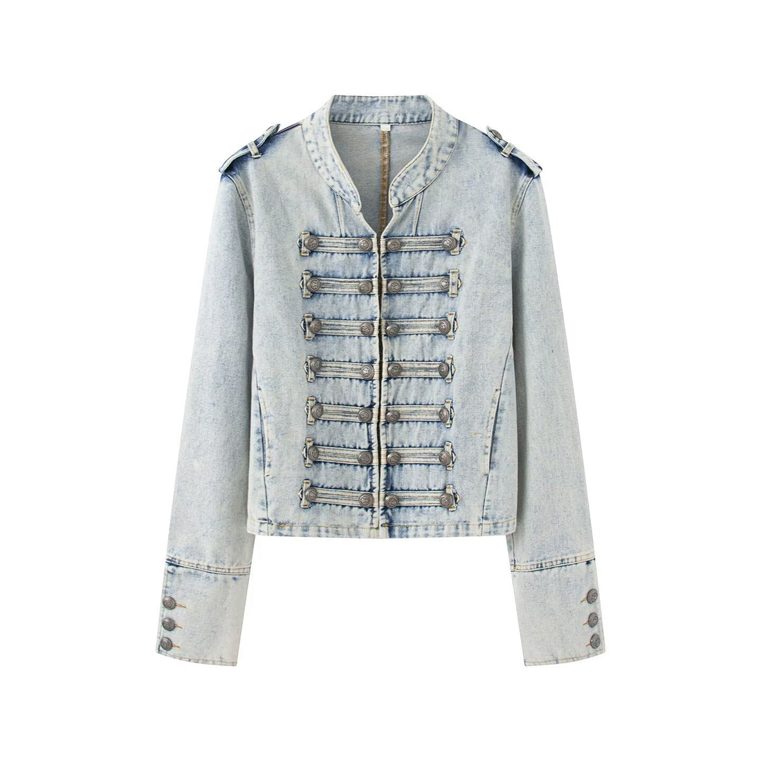 Damen Jeansjacke im Military-Stil mit dekorativer Zierknopfleiste Echo Archiv