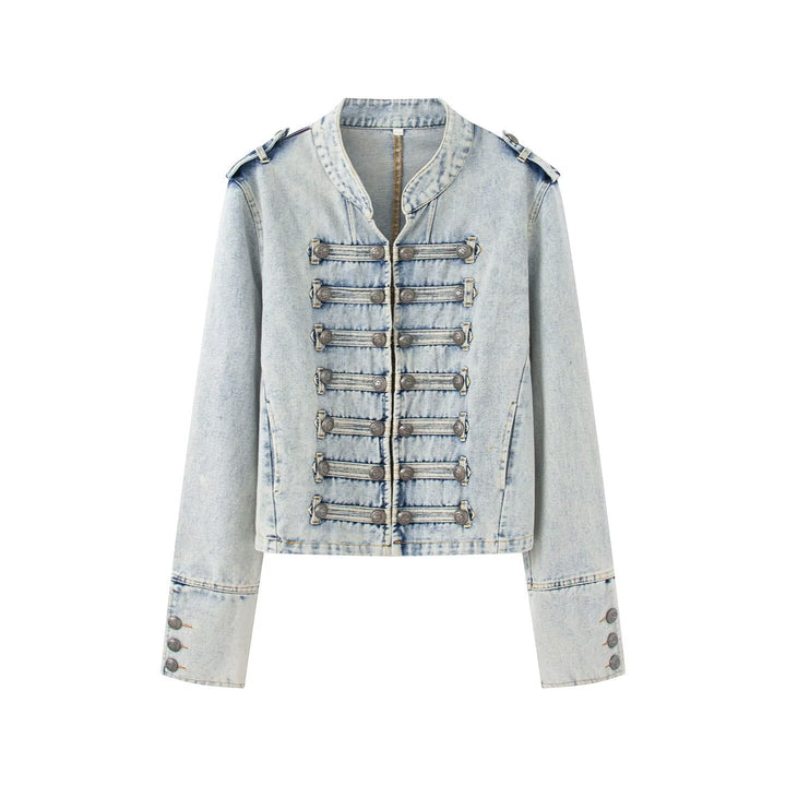Damen Jeansjacke im Military-Stil mit dekorativer Zierknopfleiste Echo Archiv