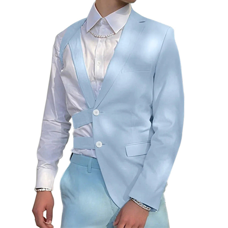 Damen nan asymmetrischer Blazer mit Riemendetails und Reverskragen Echo Archiv