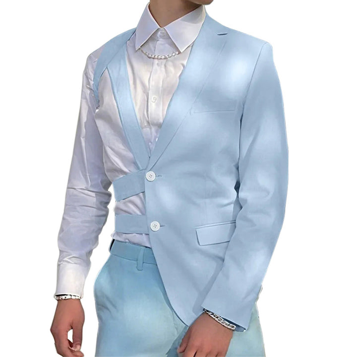 Damen nan asymmetrischer Blazer mit Riemendetails und Reverskragen Echo Archiv