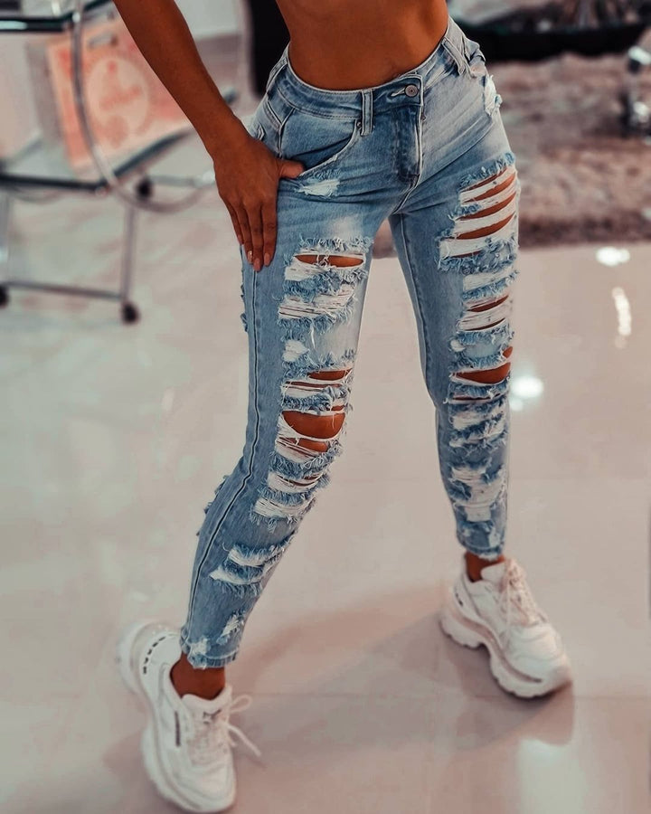 Damen Skinny-JEchoarchivns im distressed Look Echoarchiv
